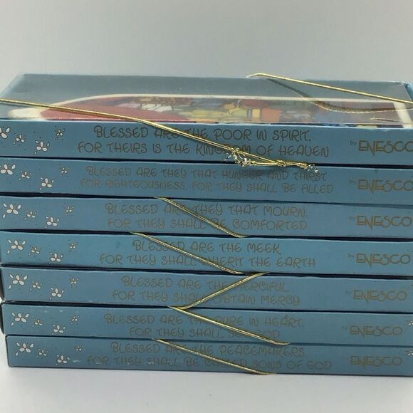 Set of 7 Beatitudes Precious Moments Ceramic Ornaments - Picture 7 of 8